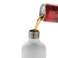Vue Bouteille pour boisson gazeuse en acier recyclé RCS de couleur blanc| Krokrodeal