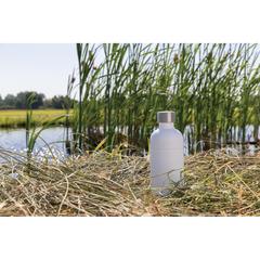 Vue Bouteille pour boisson gazeuse en acier recyclé RCS de couleur blanc| Krokrodeal