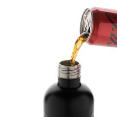 Vue Bouteille pour boisson gazeuse en acier recyclé RCS de couleur noir| Krokrodeal
