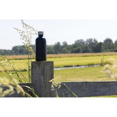 Vue Bouteille pour boisson gazeuse en acier recyclé RCS de couleur noir| Krokrodeal