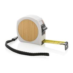 Vue Mètre ruban 5M/19mm en plastique recyclé RCS et bambou de couleur blanc| Krokrodeal
