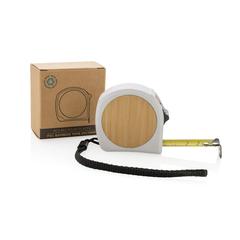 Vue Mètre ruban 5M/19mm en plastique recyclé RCS et bambou de couleur blanc| Krokrodeal