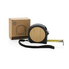 Vue Mètre ruban 5M/19mm en plastique recyclé RCS et bambou de couleur noir| Krokrodeal