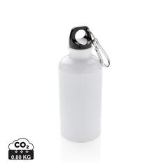 Vue Bouteille sport en aluminium avec mousqueton de couleur blanc| Krokrodeal