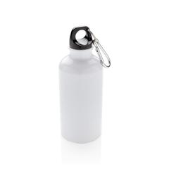 Vue Bouteille sport en aluminium avec mousqueton de couleur blanc| Krokrodeal