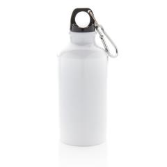 Vue Bouteille sport en aluminium avec mousqueton de couleur blanc| Krokrodeal