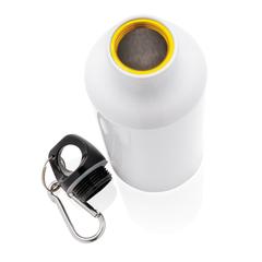 Vue Bouteille sport en aluminium avec mousqueton de couleur blanc| Krokrodeal