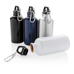 Vue Bouteille sport en aluminium avec mousqueton de couleur blanc| Krokrodeal