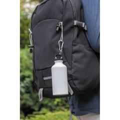 Vue Bouteille sport en aluminium avec mousqueton de couleur blanc| Krokrodeal
