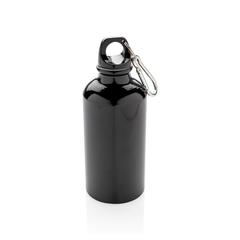 Vue Bouteille sport en aluminium avec mousqueton de couleur noir| Krokrodeal