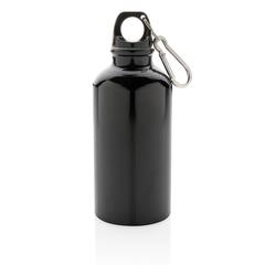 Vue Bouteille sport en aluminium avec mousqueton de couleur noir| Krokrodeal