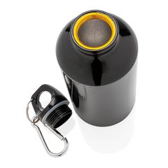 Vue Bouteille sport en aluminium avec mousqueton de couleur noir| Krokrodeal