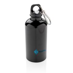 Vue Bouteille sport en aluminium avec mousqueton de couleur noir| Krokrodeal