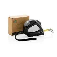 Vue Mètre ruban Auto stop 5M/19mm en plastique recyclé RCS de couleur noir| Krokrodeal