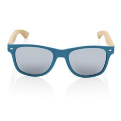 Vue Lunettes de soleil en bambou et plastique recyclé RCS de couleur bleu| Krokrodeal