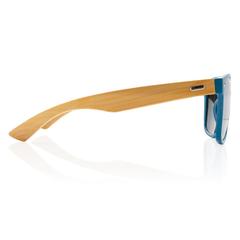 Vue Lunettes de soleil en bambou et plastique recyclé RCS de couleur bleu| Krokrodeal