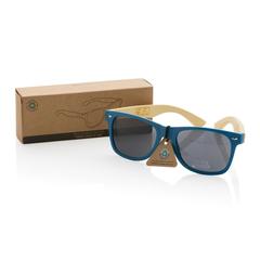 Vue Lunettes de soleil en bambou et plastique recyclé RCS de couleur bleu| Krokrodeal