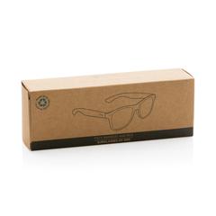 Vue Lunettes de soleil en bambou et plastique recyclé RCS de couleur bleu| Krokrodeal