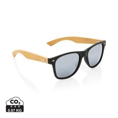 Lunettes de soleil en bambou et plastique recyclé RCS publicitaire pas cher