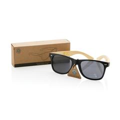 Vue Lunettes de soleil en bambou et plastique recyclé RCS de couleur noir| Krokrodeal