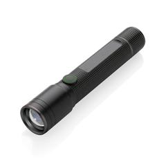 Vue Lampe torche 3W rechargeable par USB en alu RCS Gear X de couleur noir| Krokrodeal
