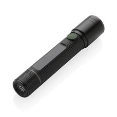 Vue Lampe torche 3W rechargeable par USB en alu RCS Gear X de couleur noir| Krokrodeal