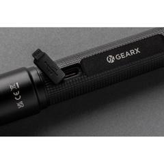Vue Lampe torche 3W rechargeable par USB en alu RCS Gear X de couleur noir| Krokrodeal