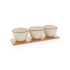 Vue Set 3 bols de service avec plateau en bambou Ukiyo de couleur blanc| Krokrodeal