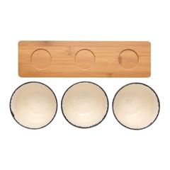 Vue Set 3 bols de service avec plateau en bambou Ukiyo de couleur blanc| Krokrodeal