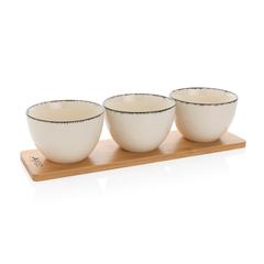 Vue Set 3 bols de service avec plateau en bambou Ukiyo de couleur blanc| Krokrodeal