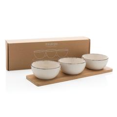 Vue Set 3 bols de service avec plateau en bambou Ukiyo de couleur blanc| Krokrodeal