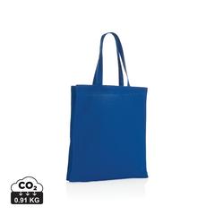 Vue Sac tote en coton recyclé avec soufflet Impact AWARE™ de couleur bleu| Krokrodeal