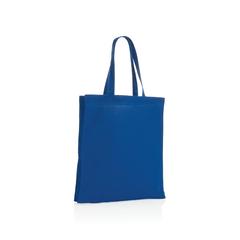 Vue Sac tote en coton recyclé avec soufflet Impact AWARE™ de couleur bleu| Krokrodeal