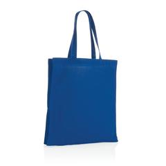Vue Sac tote en coton recyclé avec soufflet Impact AWARE™ de couleur bleu| Krokrodeal