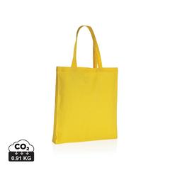 Vue Sac tote en coton recyclé avec soufflet Impact AWARE™ de couleur jaune| Krokrodeal