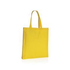 Vue Sac tote en coton recyclé avec soufflet Impact AWARE™ de couleur jaune| Krokrodeal