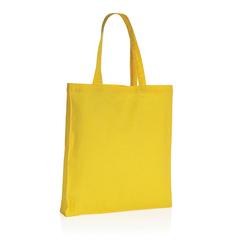 Vue Sac tote en coton recyclé avec soufflet Impact AWARE™ de couleur jaune| Krokrodeal