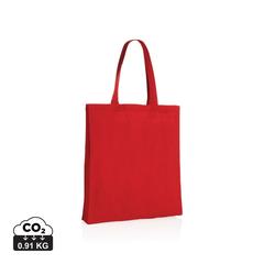 Vue Sac tote en coton recyclé avec soufflet Impact AWARE™ de couleur rouge| Krokrodeal