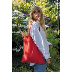 Vue Sac tote en coton recyclé avec soufflet Impact AWARE™ de couleur rouge| Krokrodeal