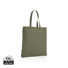 Vue Sac tote en coton recyclé avec soufflet Impact AWARE™ de couleur vert| Krokrodeal