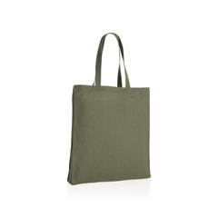 Vue Sac tote en coton recyclé avec soufflet Impact AWARE™ de couleur vert| Krokrodeal