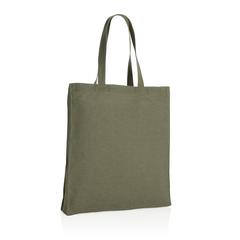 Vue Sac tote en coton recyclé avec soufflet Impact AWARE™ de couleur vert| Krokrodeal
