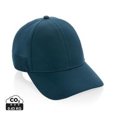 Vue Casquette de sport 6 panneaux en rPET Impact AWARE™ de couleur bleu| Krokrodeal