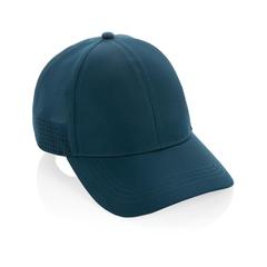Vue Casquette de sport 6 panneaux en rPET Impact AWARE™ de couleur bleu| Krokrodeal
