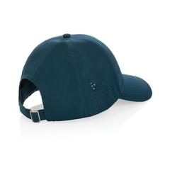 Vue Casquette de sport 6 panneaux en rPET Impact AWARE™ de couleur bleu| Krokrodeal