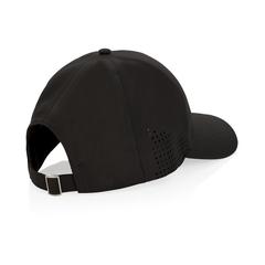 Vue Casquette de sport 6 panneaux en rPET Impact AWARE™ de couleur noir| Krokrodeal