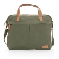 Vue Sac ordinateur Impact AWARE™ en toile 16oz recyclé de couleur vert| Krokrodeal