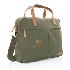 Vue Sac ordinateur Impact AWARE™ en toile 16oz recyclé de couleur vert| Krokrodeal