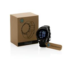 Vue Montre connectée ronde en TPU recyclé RCS de couleur noir| Krokrodeal