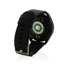 Vue Montre connectée ronde en TPU recyclé RCS de couleur noir| Krokrodeal